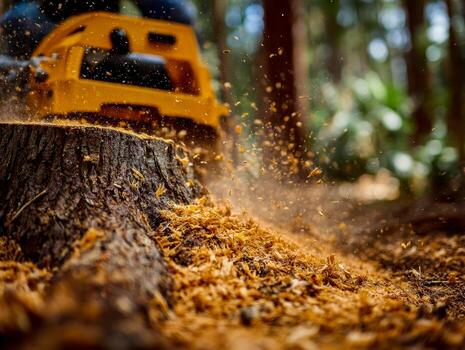 Wood chipper processing debris during a land-clearing job